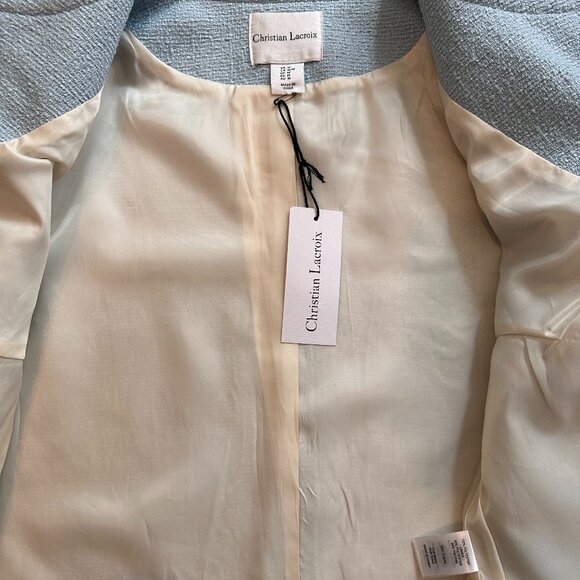 NWT CHRISTIAN LACROIX Old Money Blue Tweed Evening Jacket Preppy Elegant Blazer - Picture 9 of 9